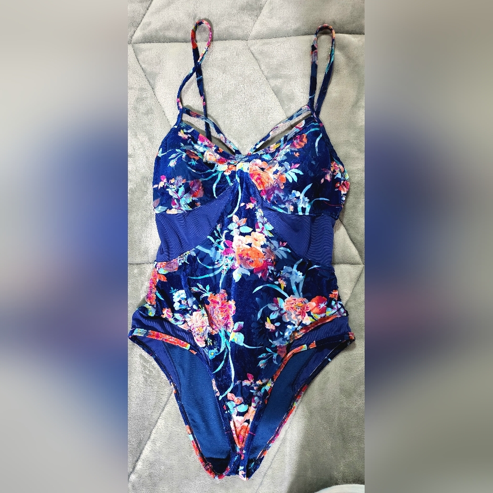 Betsey Johnson Midnight Garden One Piece Swimsuit Size Small